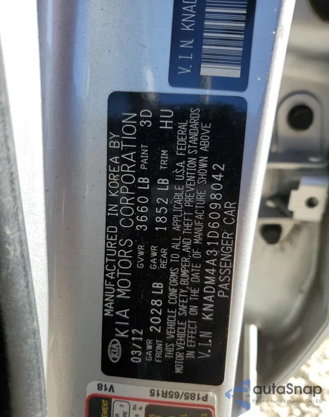 2013 Kia Rio Lx from USA, damaged, VIN KNADM4A31D6098042
